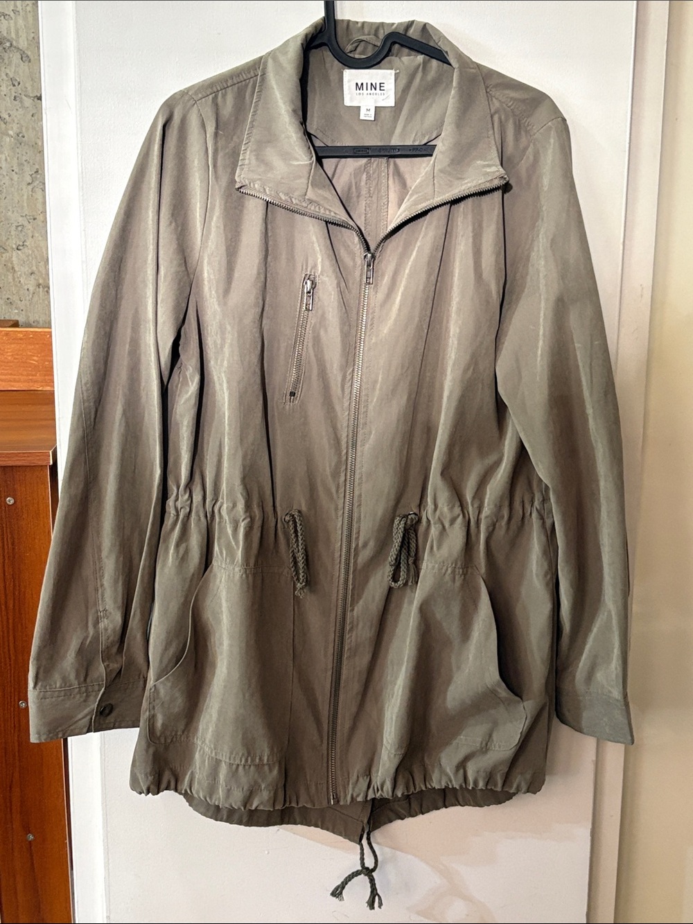 Olive Green Drawstring Lightweight Utility Jacket